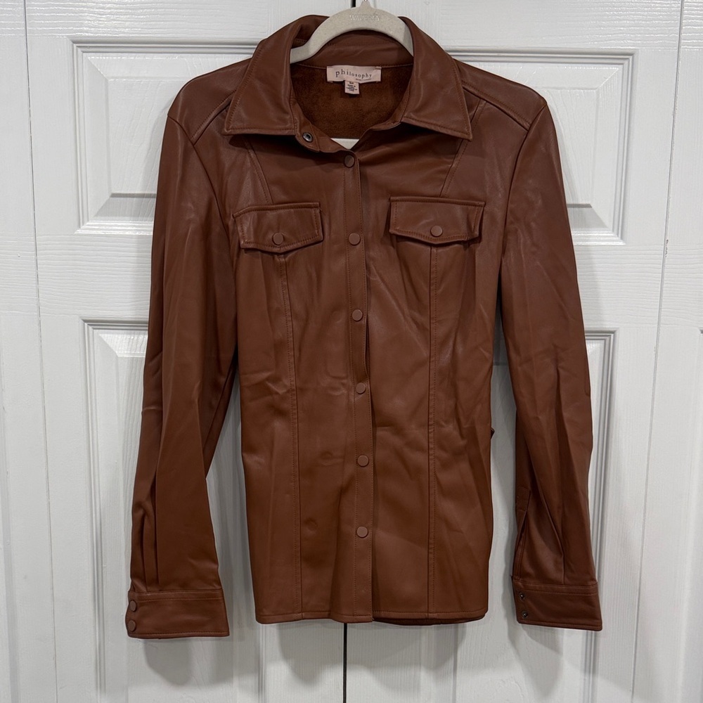 Brown Faux Leather Jacket